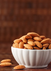 Bowl of raw organic almonds