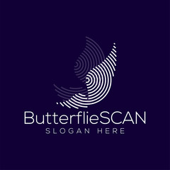 butterflies Scan Technology Logo vector Element. Animal Technology Logo Template