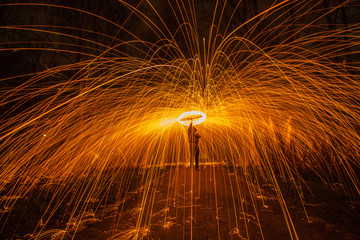 Funkenflug mit Stahlwolle