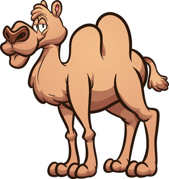 Happy cartoon camel. Vector clip art illustration with simple gradients. All in a single layer. 