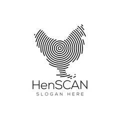 Hen Scan Technology Logo vector Element. Animal Technology Logo Template