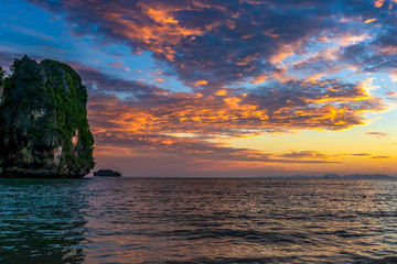 Sunset at beach sea sky clouds twilight time