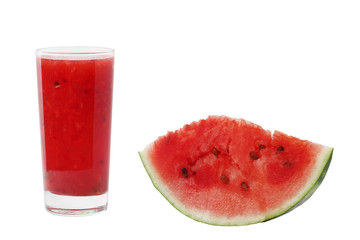 watermelon smoothie isolated with part of watermelon