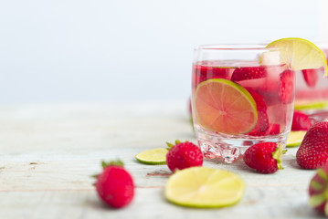 Water with strawberry and lime