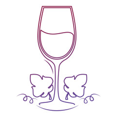 wine cup with leafs frame vector illustration design
