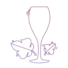 wine cup with leafs frame vector illustration design