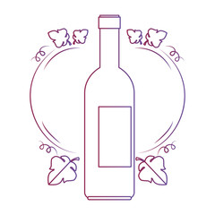 wine bottle silhouette with leafs vector illustration design