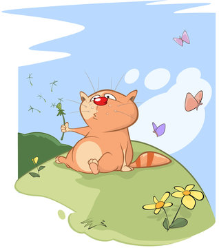 Illustration of a Cute Cat. Cartoon Character