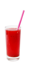 watermelon smoothie with tube isolated