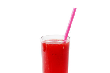 watermelon smoothie with tube isolated