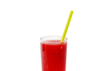 watermelon smoothie with tube isolated