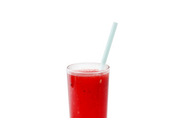 watermelon smoothie with tube isolated