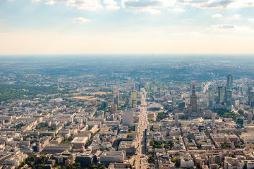 Warsaw city, Poland aerial panorama overlooking jerozolimskie street
