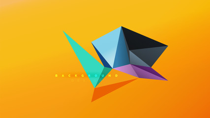 Abstract background - geometric origami style shape composition, triangular low poly design concept. Colorful trendy minimalistic illustration
