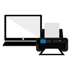 laptop computer with printer vector illustration design