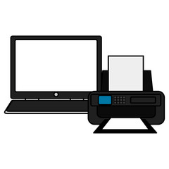 laptop computer with printer vector illustration design