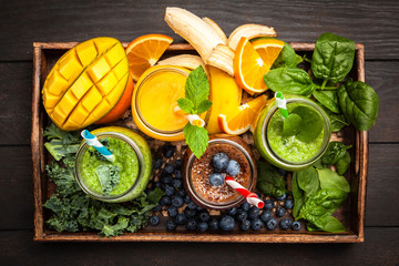 Assortment of smoothies