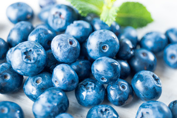 blueberries and mint