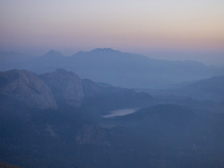 Fototapeta na wymiar dawn in the mountains of Turkey (from mount Tahtali in Kemer)