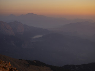 Obraz premium dawn in the mountains of Turkey (from mount Tahtali in Kemer)