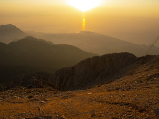 Fototapeta premium dawn in the mountains of Turkey (from mount Tahtali in Kemer)