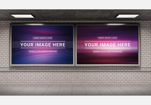Two Billboards in a Subway Station Mockup