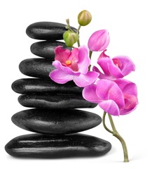 Obraz na płótnie Canvas Balancing Pebbles with Flower