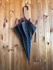 Umbrella on a wooden wall