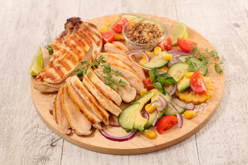 barbecue chicken and vegetable