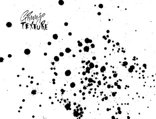 Handdrawn grunge texture. Abstract ink drops background. Black and white grunge illustration. Vector watercolor artwork pattern.