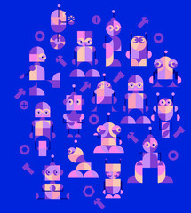 Robots Nursery Childish robot Background. Vector illustration. clip art. Seamless pattern, Decorativ Kids Apparel Design.