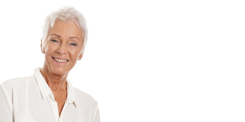 confident mature woman. banner with copy space.