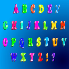 Children's font in cartoon style 