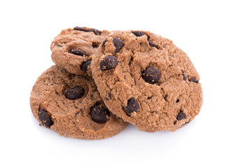Coffee Chocolate Chip Cookie isolated on white background