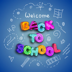 children's write to school colorful bright.Back to school vector colored lettering. Illustration for knowledge Day in September