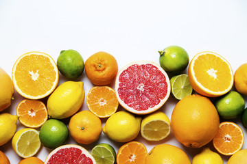 Obraz na płótnie Canvas Citrus fuits, grapefruit, lemon, lime, orange background