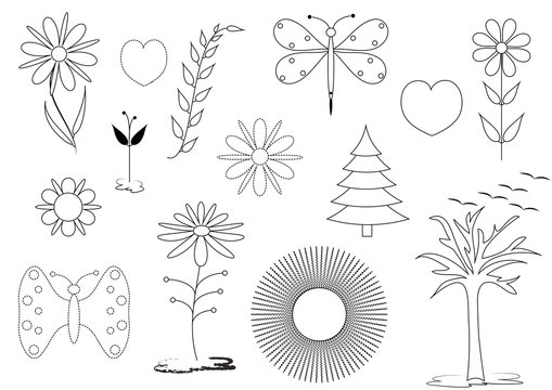 Series of natural illustrations of the summer themes of the meadows and gardens for the web or for print in coloring pages. Format vector and jpg.