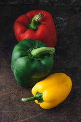Green , yellow and red bell pepper background