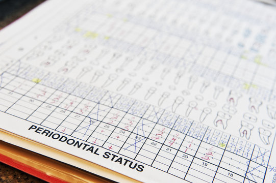 Closeup Of Dental Records For A Typical Patient.