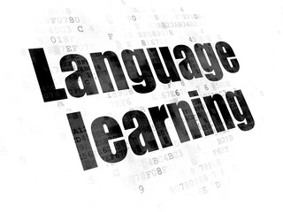 Learning concept: Pixelated black text Language Learning on Digital background