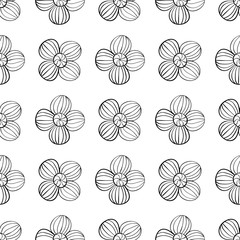 Obraz premium Black floral seamless design on white background