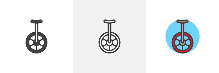 Unicycle icon. Line, solid and filled outline colorful version, outline and filled vector sign. Symbol, logo illustration. Different style icons set. Pixel perfect vector graphics © alekseyvanin