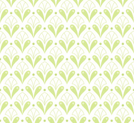 Vector Green Ornamental Seamless Pattern. Geometric Flower Stylish Texture. Abstract Retro Tile Texture.