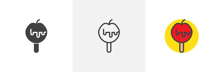Caramelized apple icon. Line, solid and filled outline colorful version, outline and filled vector sign. Symbol, logo illustration. Different style icons set. Pixel perfect vector graphics