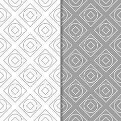 Gray and white geometric seamless patterns