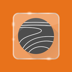 Planet Venus silhouette icon in flat style on transparent button