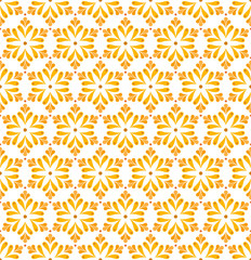 Snowflake vector seamless pattern. Abstract golden floral background. Geometric art deco ornamental texture.