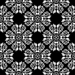 Black and white floral seamless pattern
