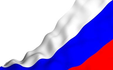 Waving flag of the Russian Federation. The National. State symbol of the Russia. 3D illustration