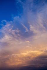 Naklejka na ściany i meble Colorful dramatic sky with cloud at sunset